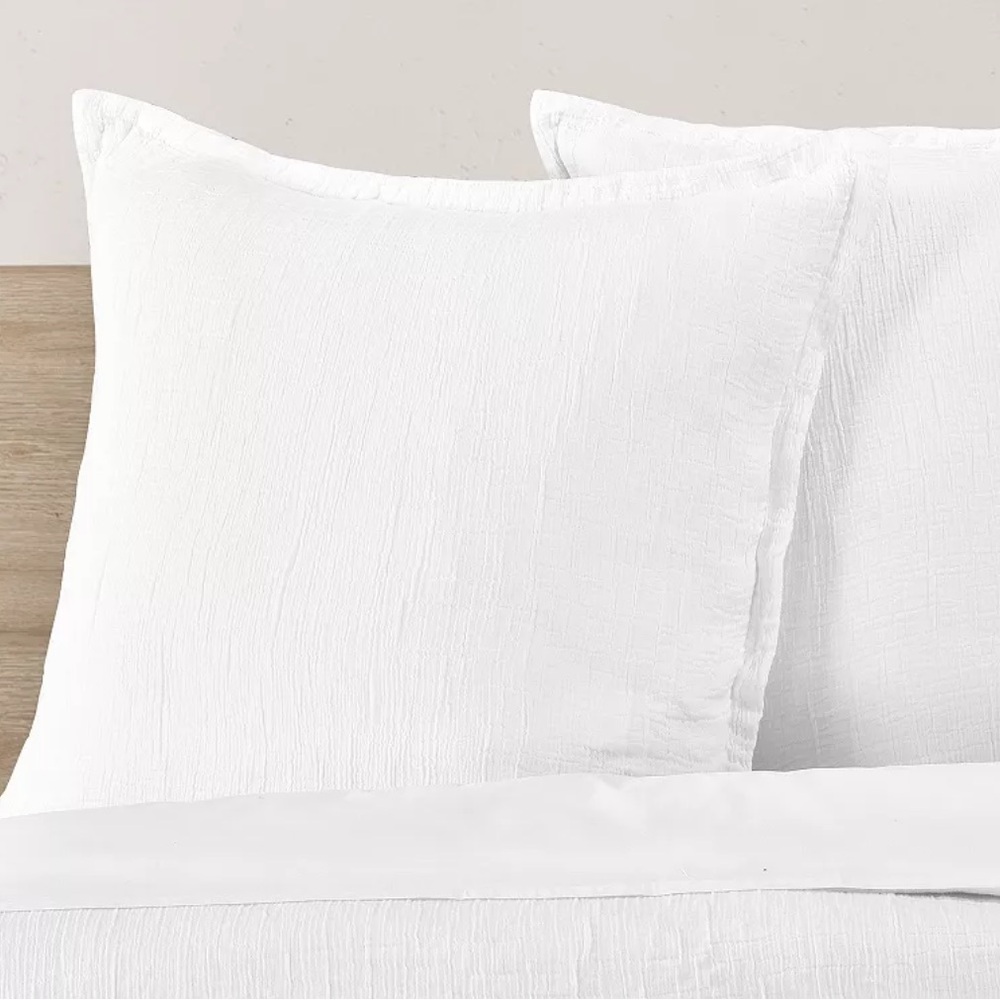 White Sand South Seas European Sham White Textured Cotton SINGLE SHAM